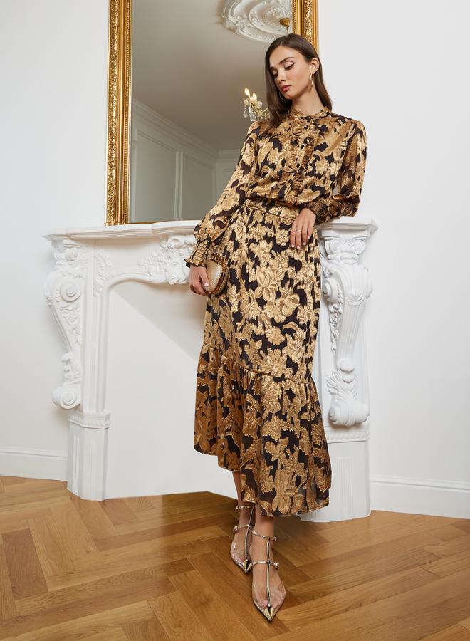 ستايلي طقم منسق من تنورة وبلوزة جاكار - Image 5